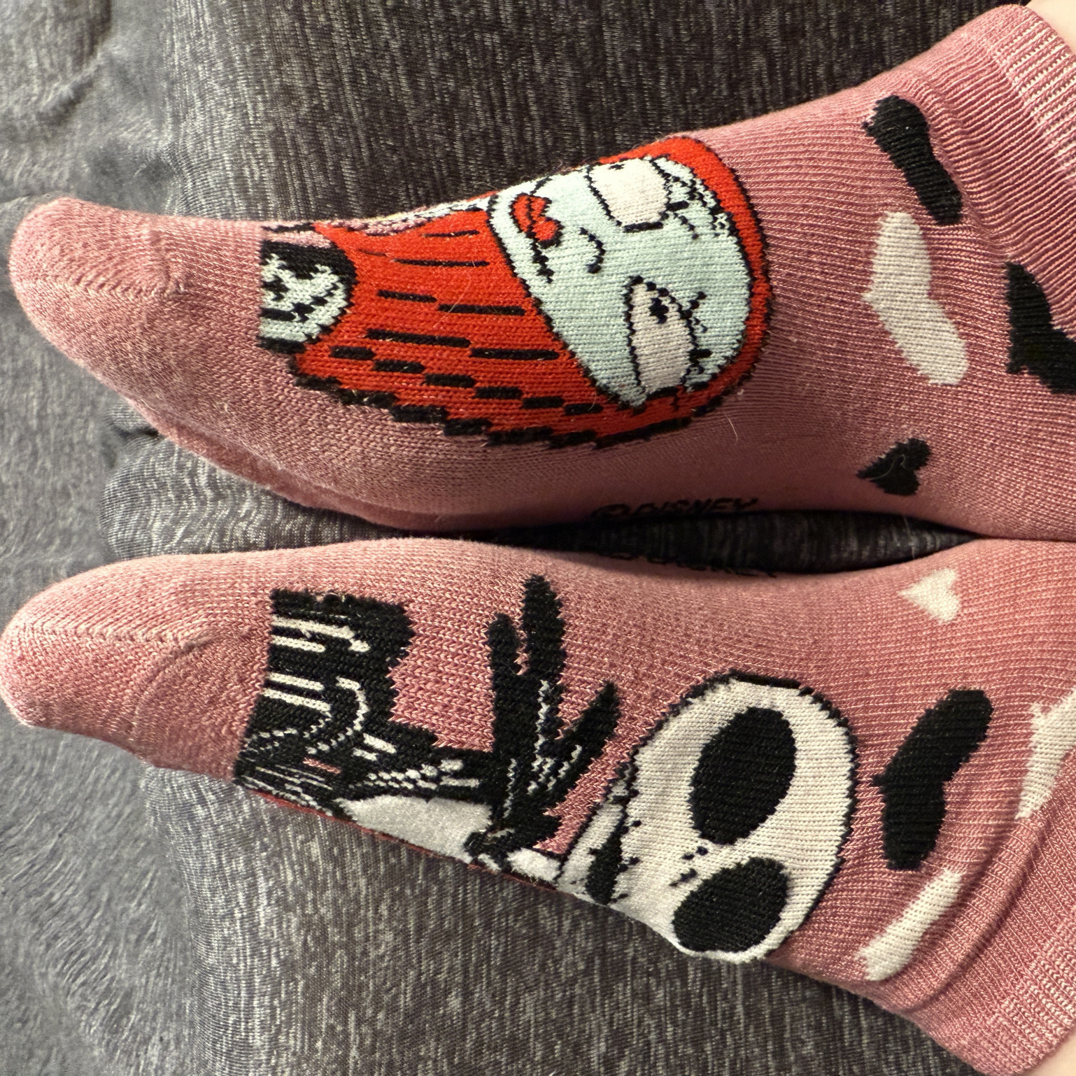 Worn Nightmare Before Christmas ankle socks