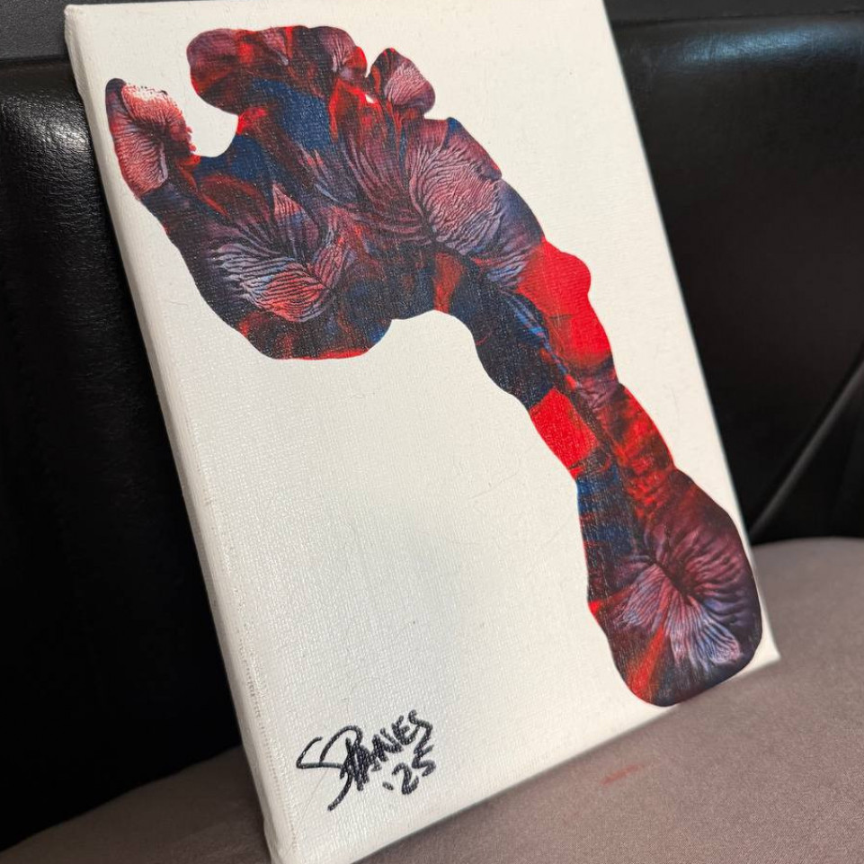 Footprint painted on canvas