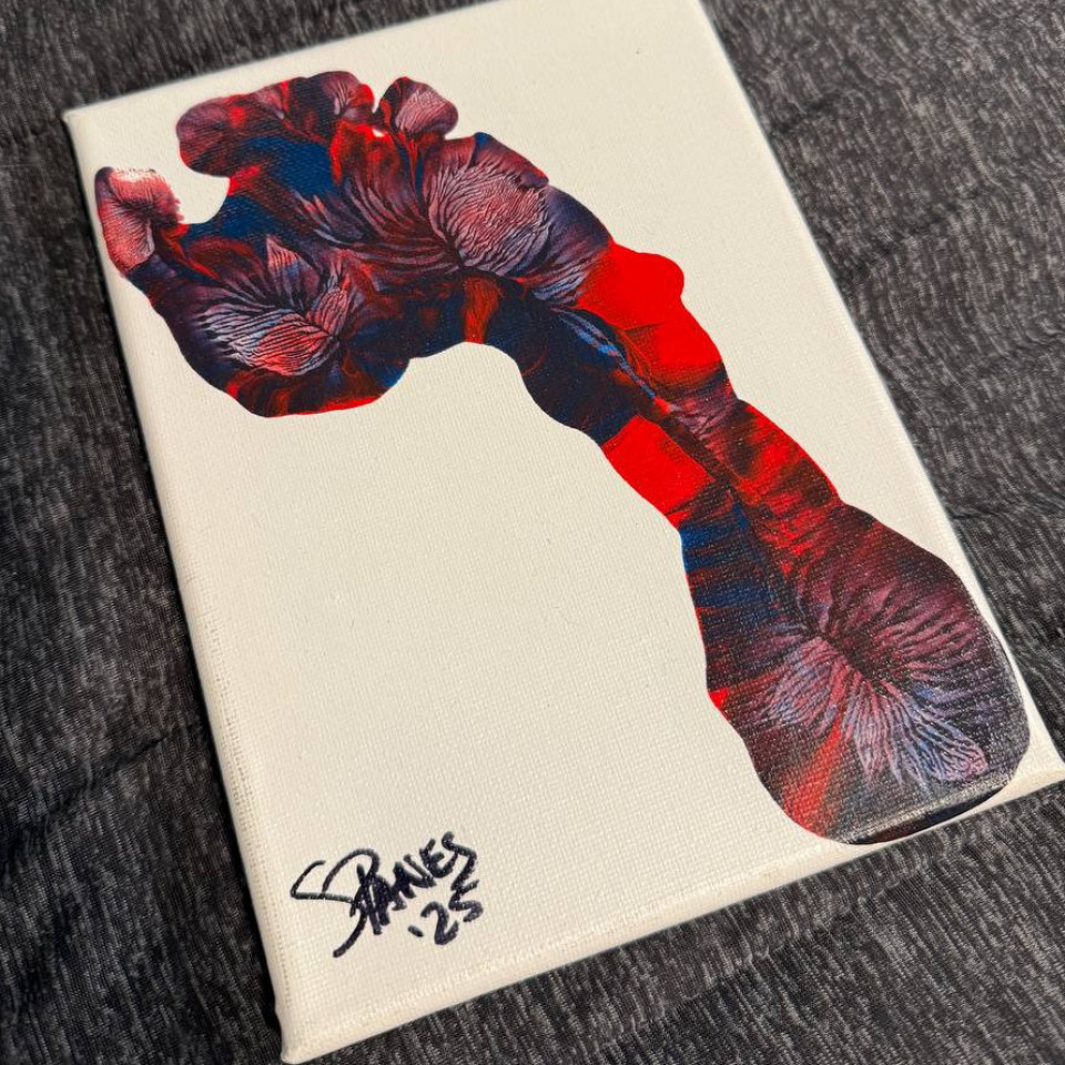 Footprint painted on canvas