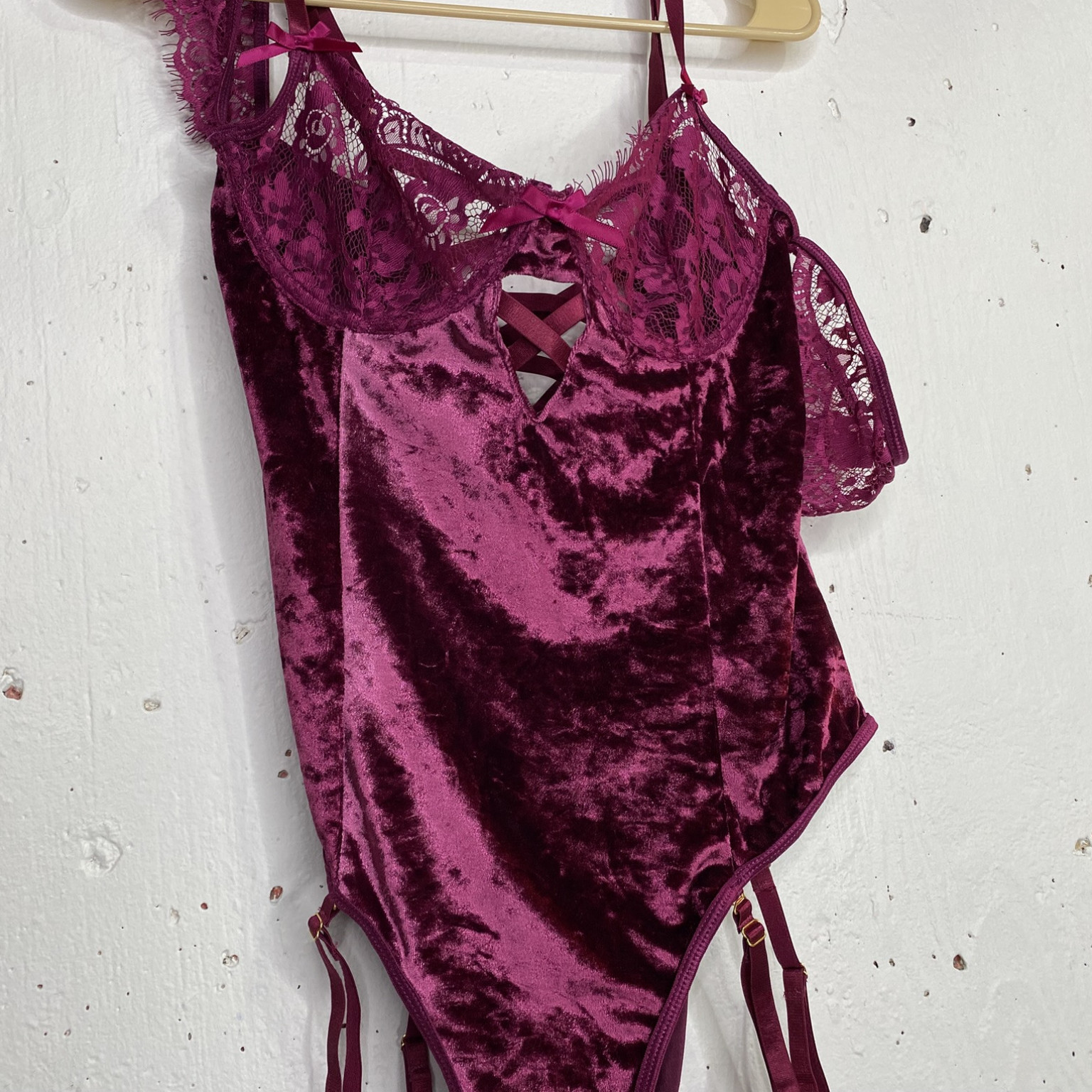 Velvet pink body suit