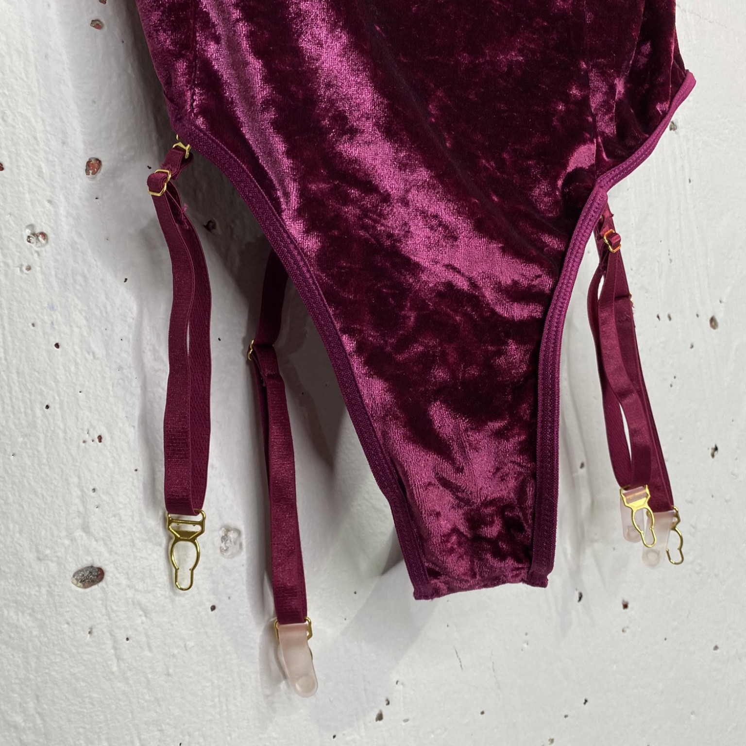 Velvet pink body suit