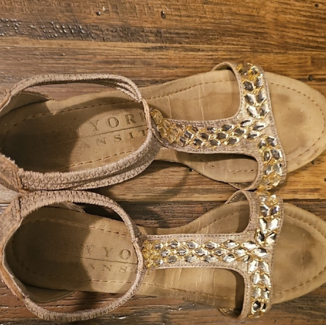 Gold and tan well loved heels