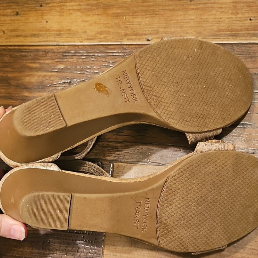 Gold and tan well loved heels