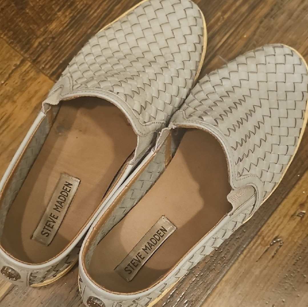 Well worn woven slip on shoes