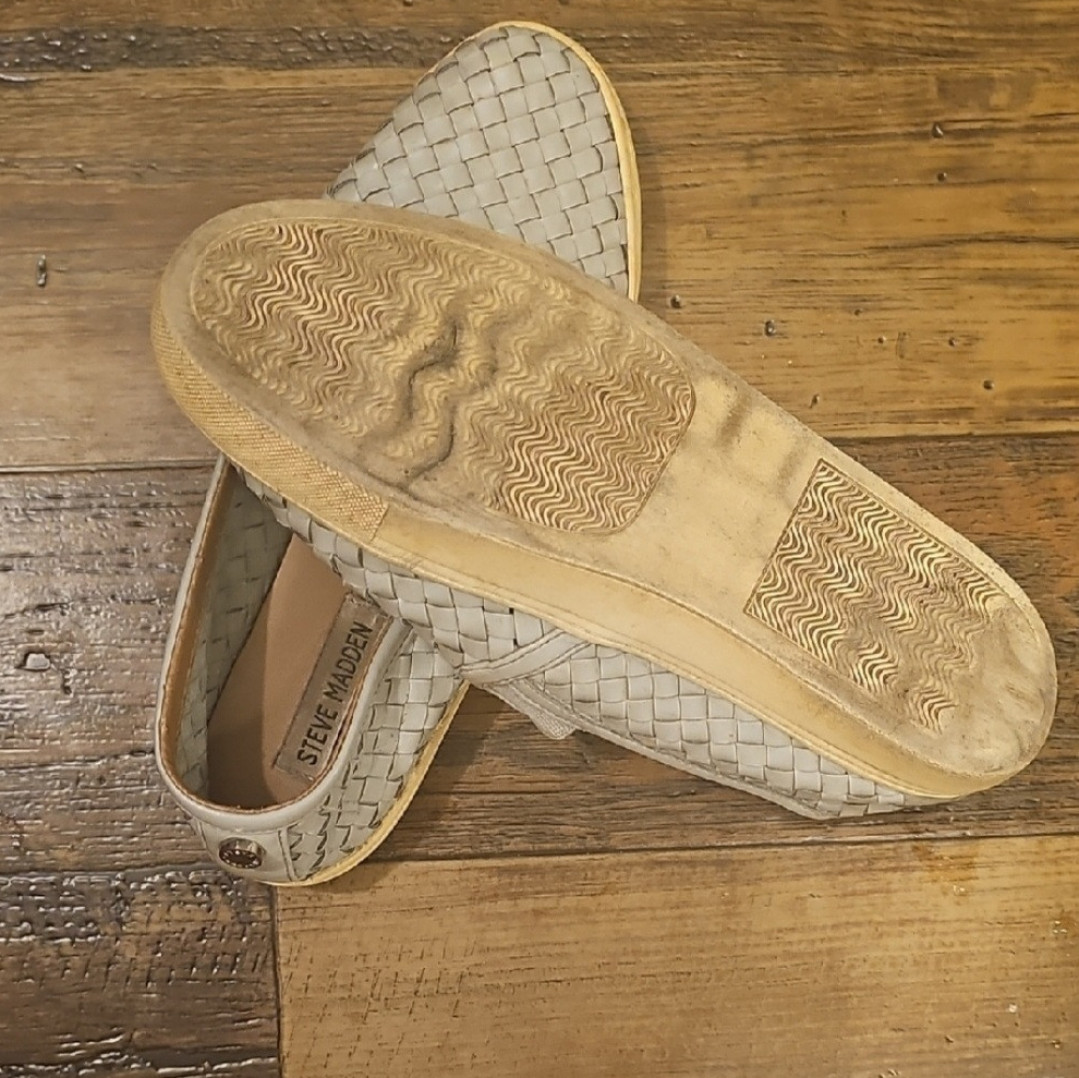 Well worn woven slip on shoes