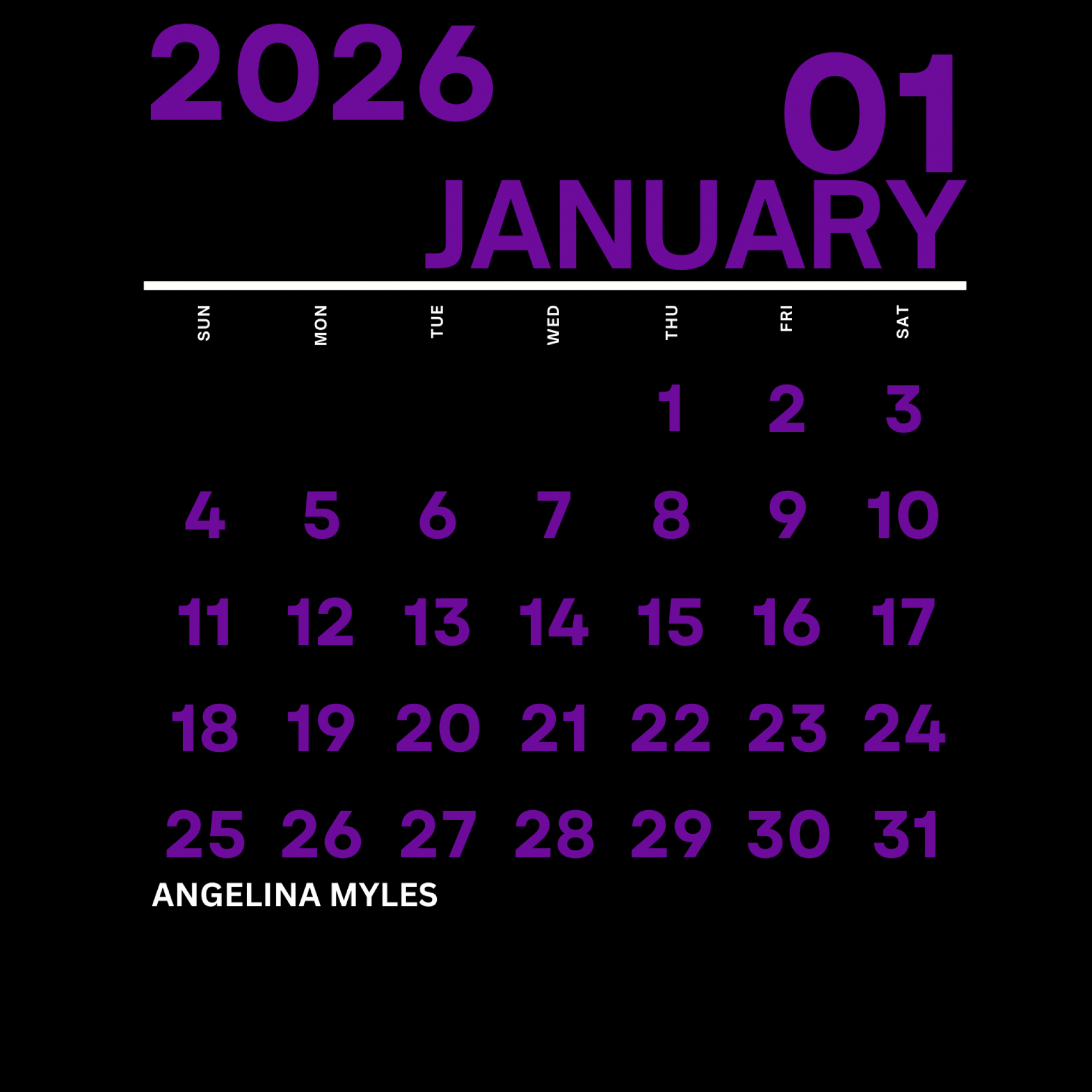 2026 Wall callander