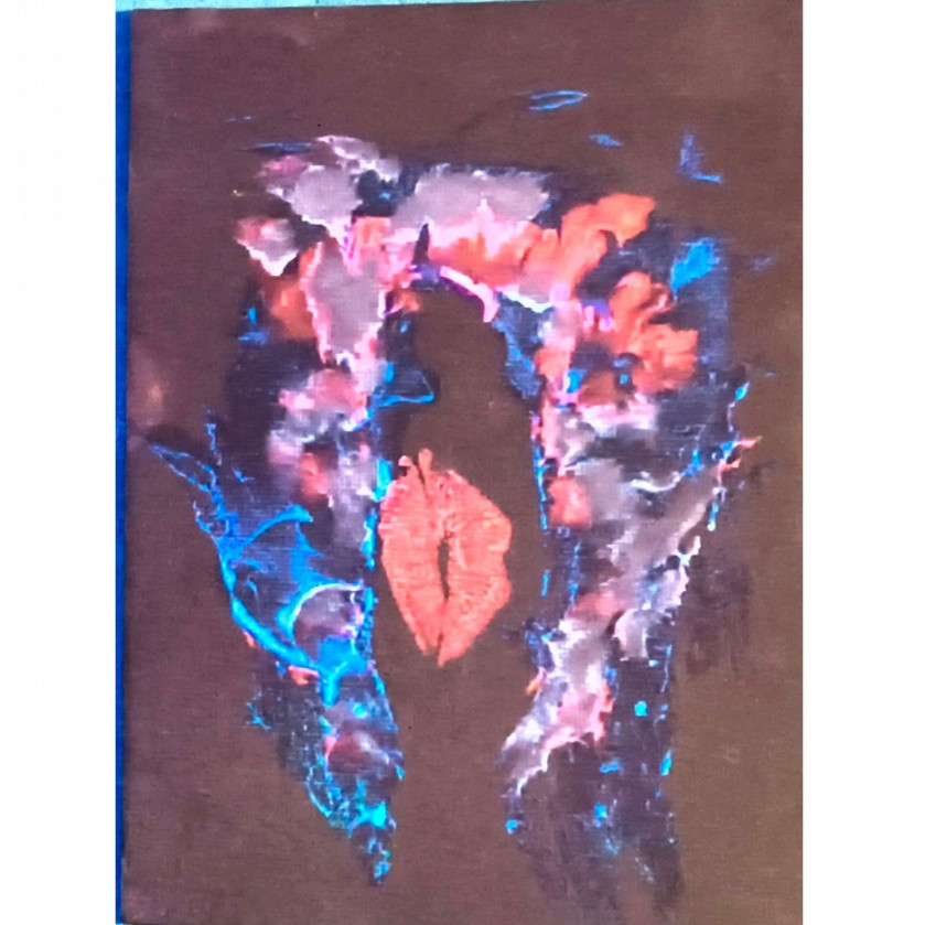 Sensual 5x7 Pussy painted Canvas  One of a kind Art