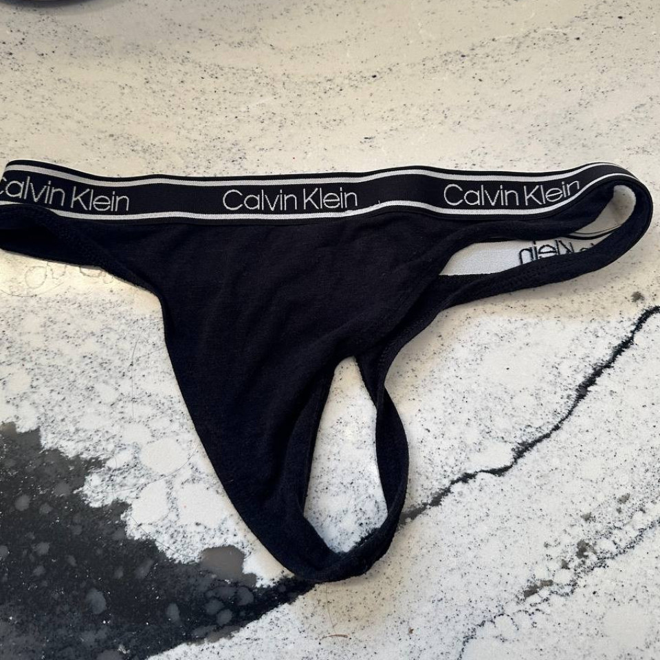 Worn Black Cotton Calvin Klein Panties