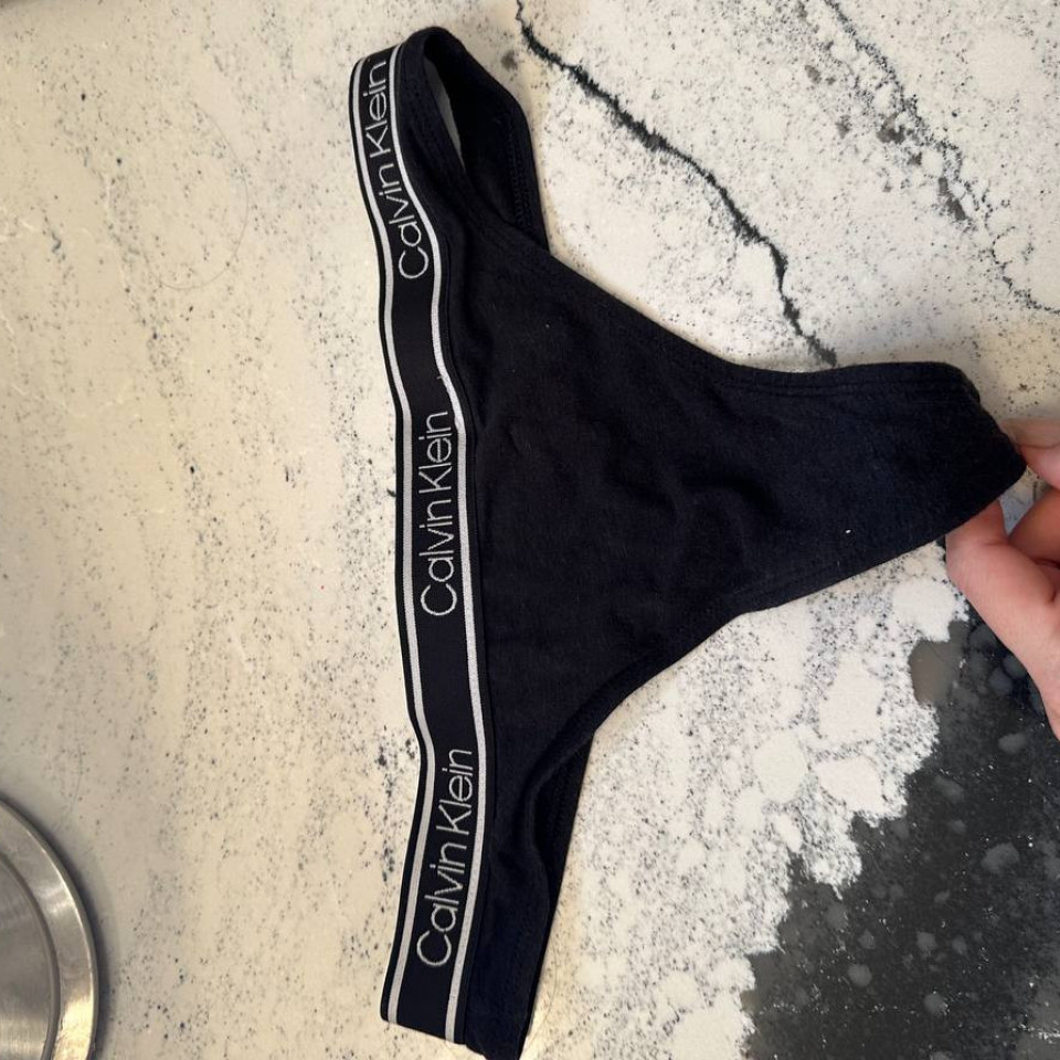 Worn Black Cotton Calvin Klein Panties