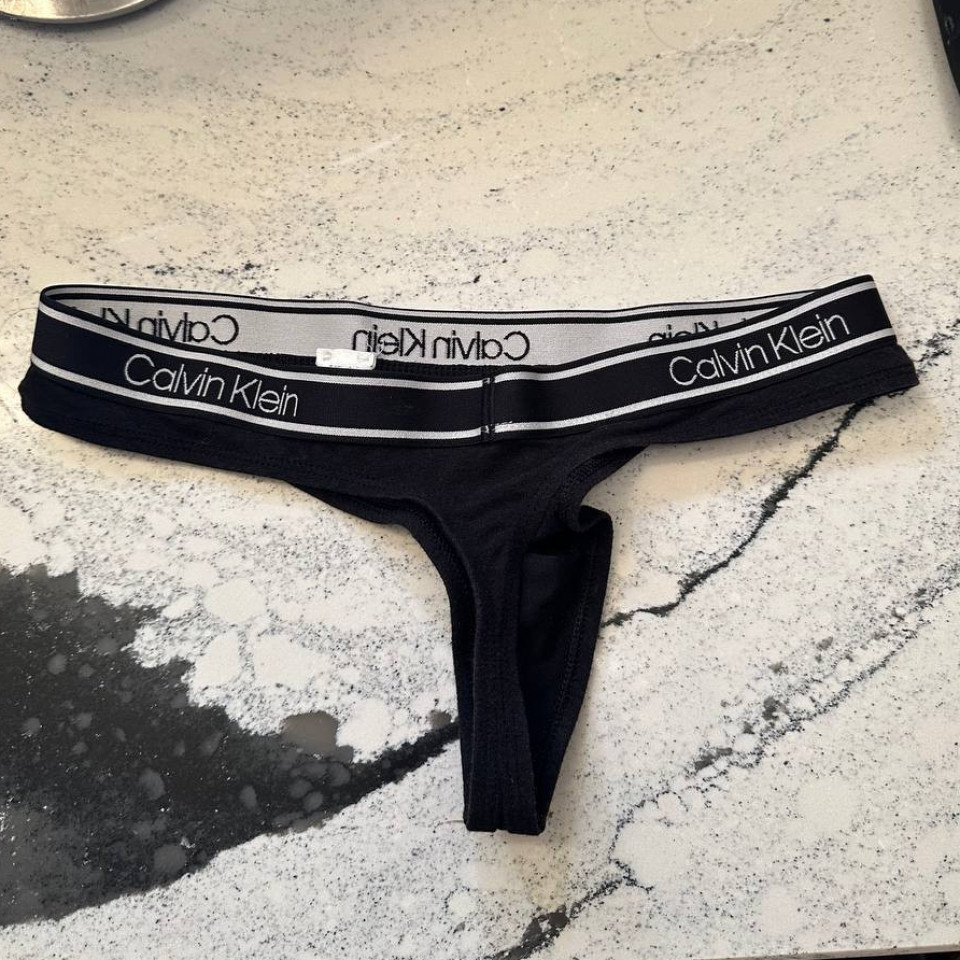 Worn Black Cotton Calvin Klein Panties
