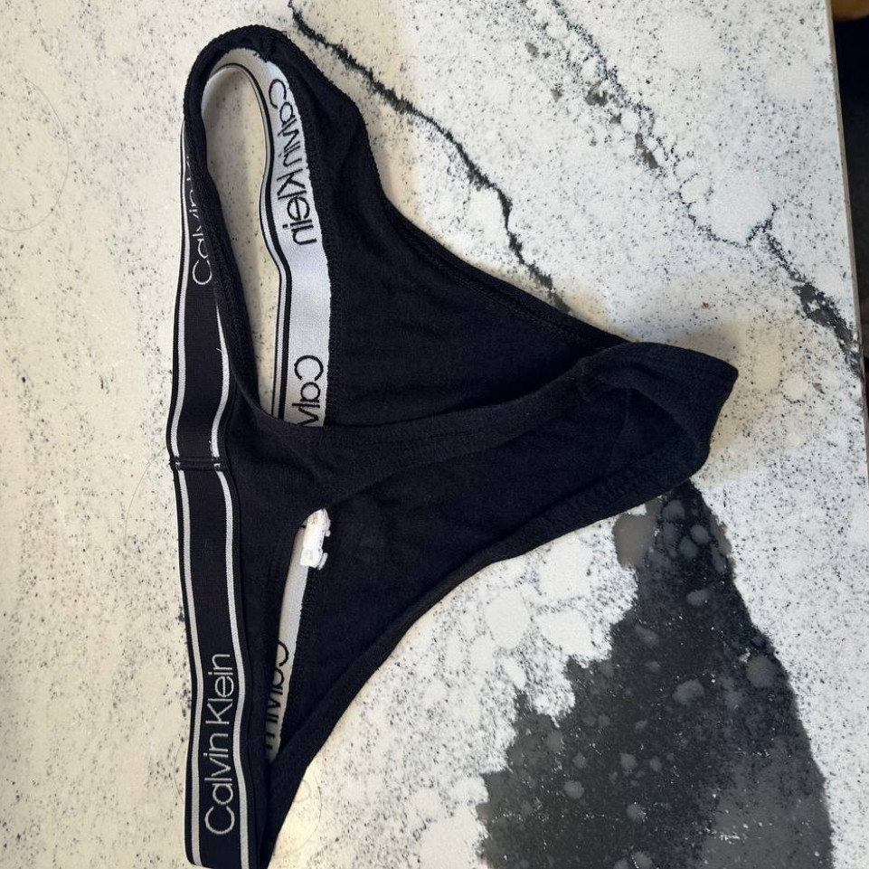 Worn Black Cotton Calvin Klein Panties