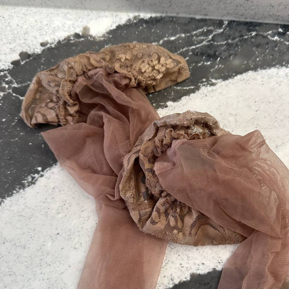 Worn Nude Thigh High Stockings