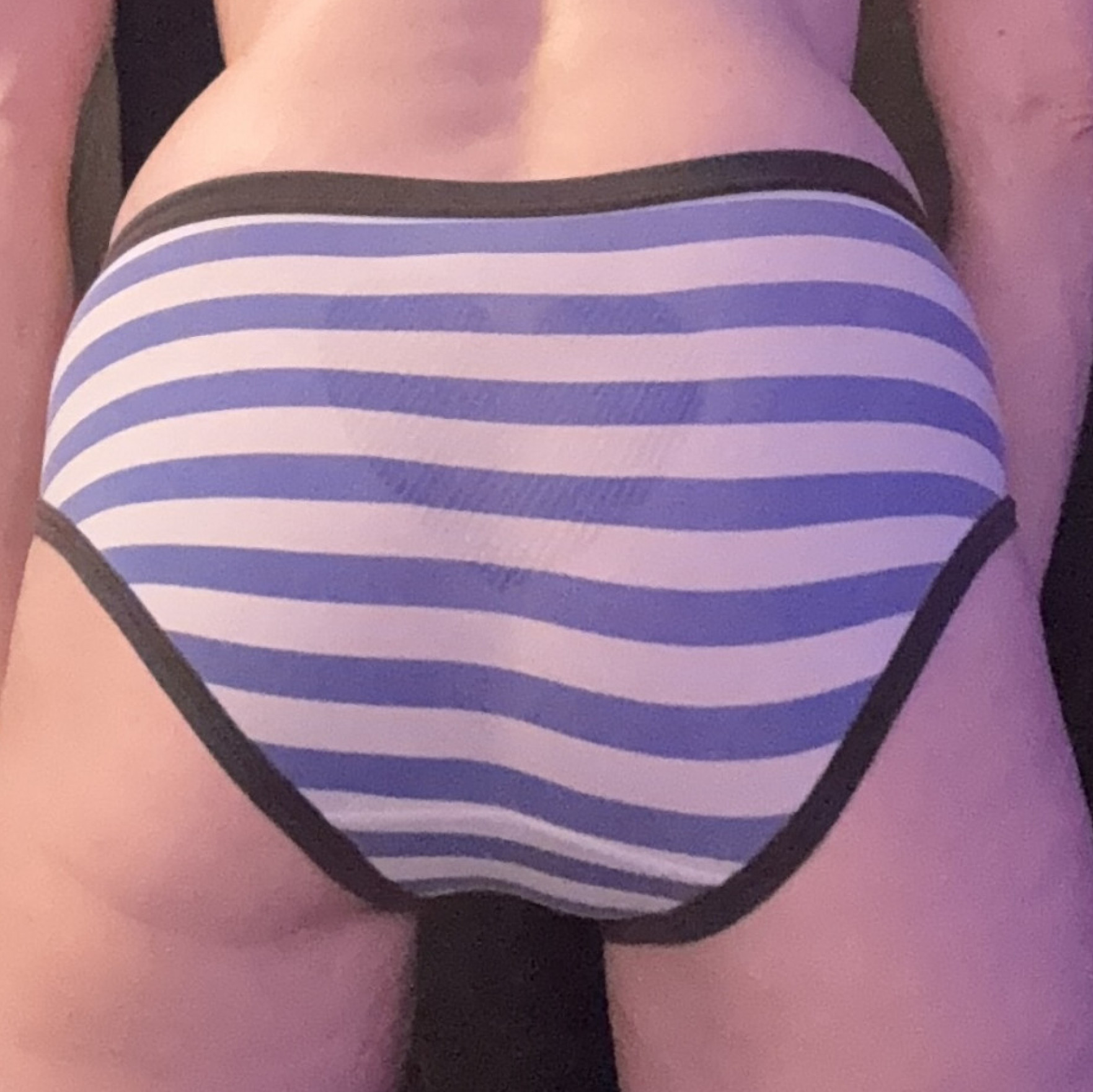 White and blue striped panties