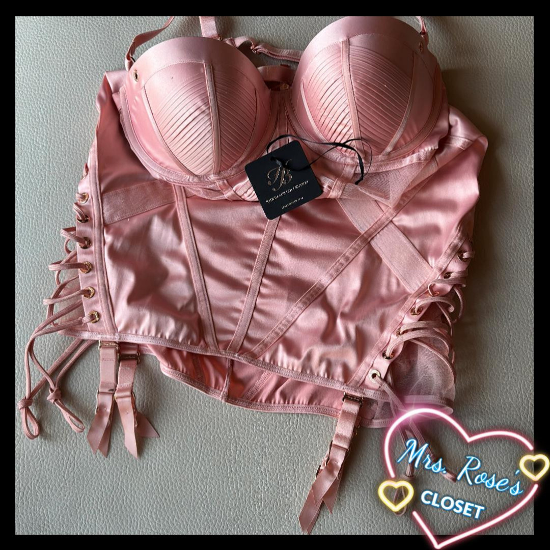 PEACH SATIN HONEY BIRDETTE CHEMISE in Blush Pink 36DD