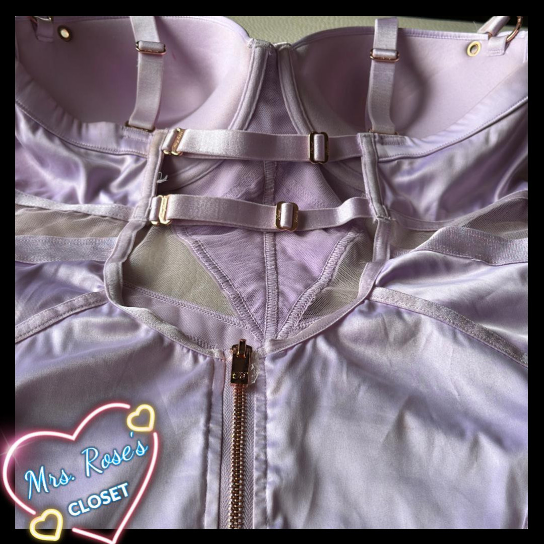 LAVENDER SATIN HONEY BIRDETTE CHEMISE in Icy Violet 36DD