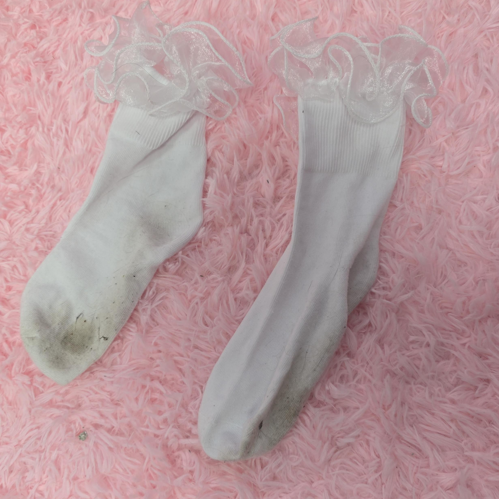 Frilly socks worn during a video