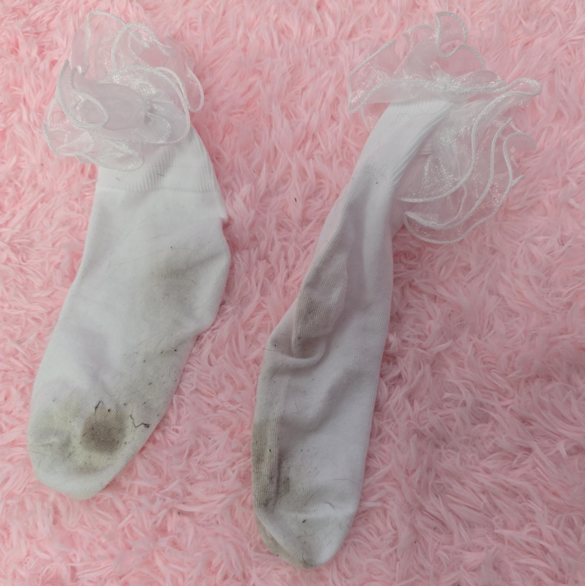 Frilly socks worn during a video