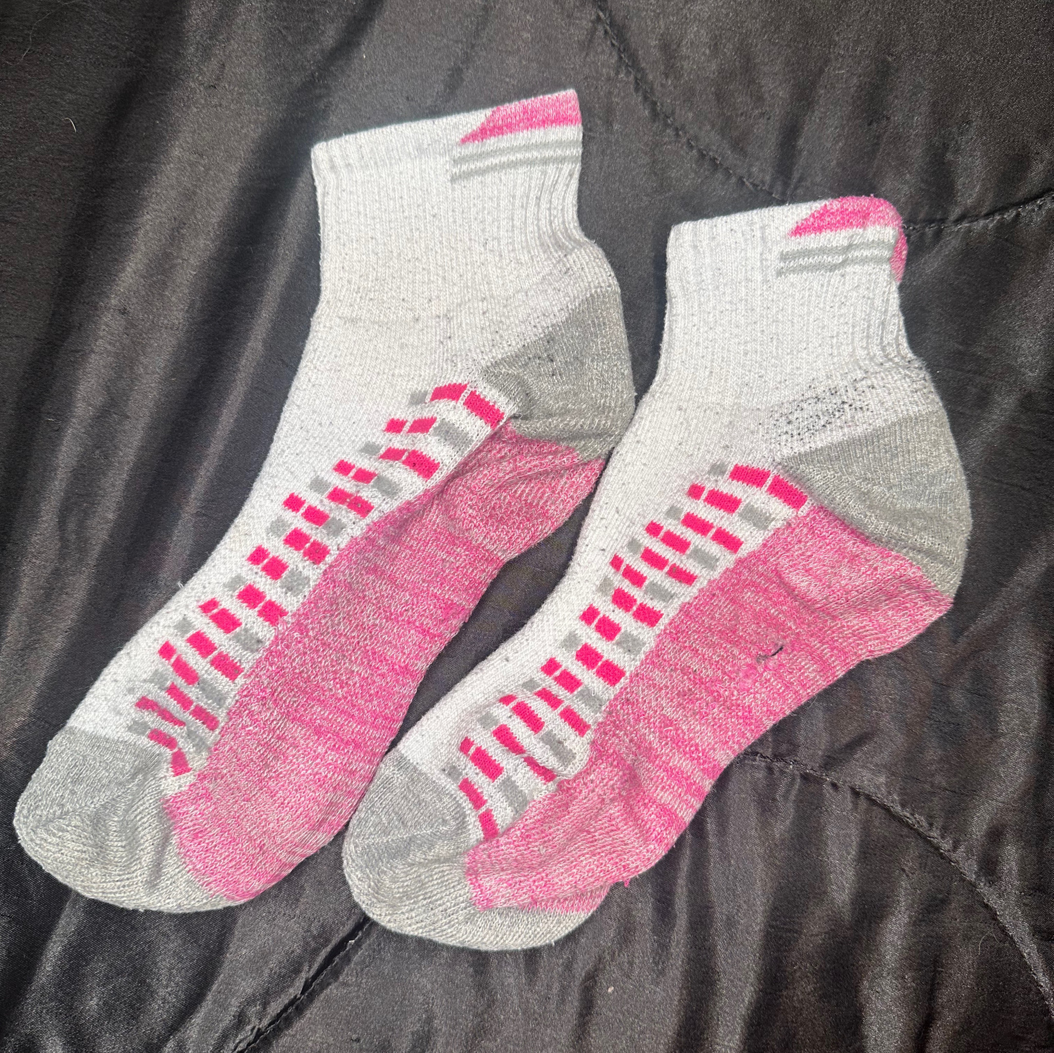 Pink and White ankle socks