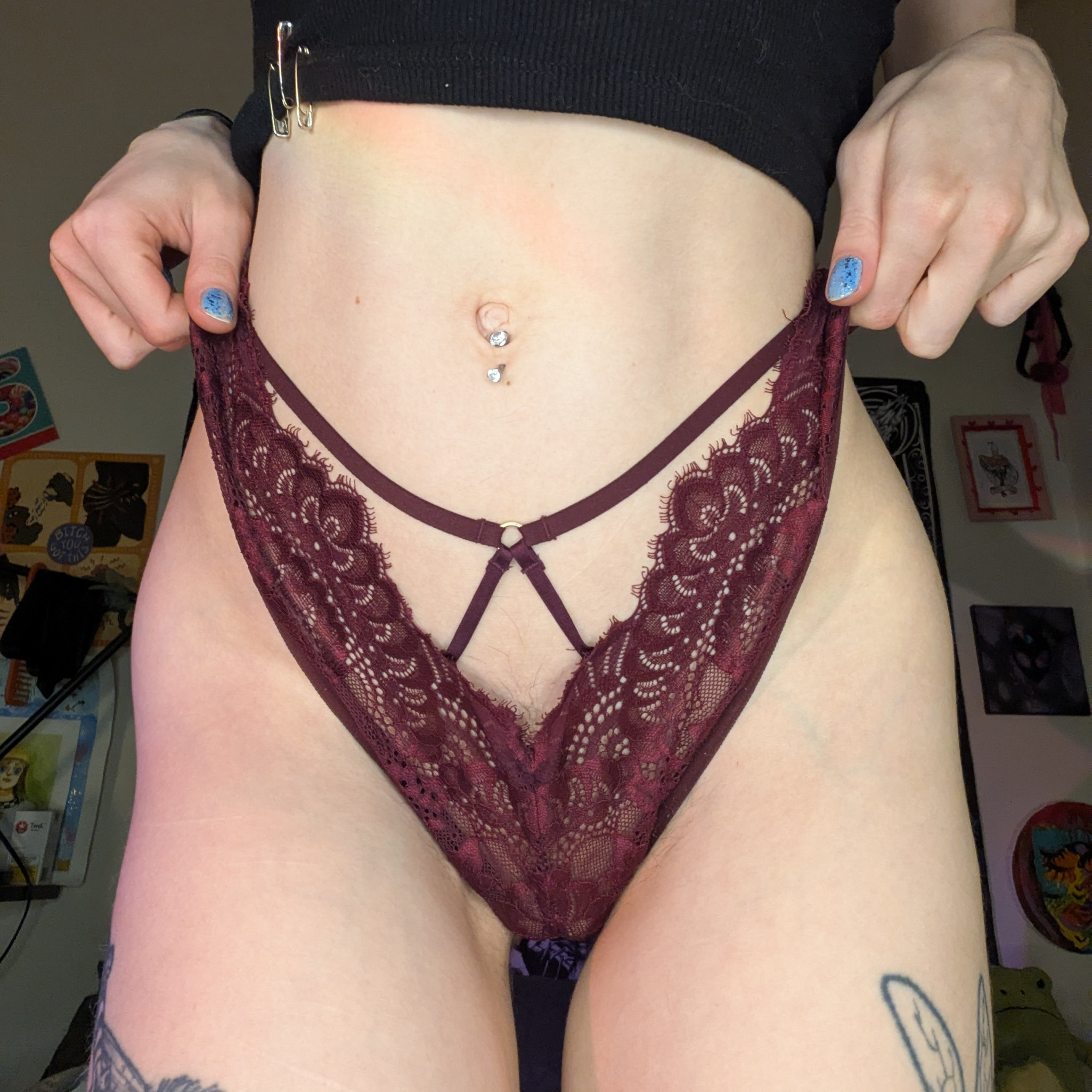 Burgundy lace undies