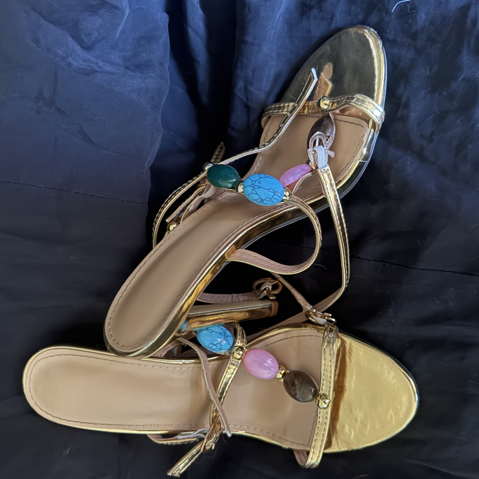 Gold Strappy Sandal With Heel