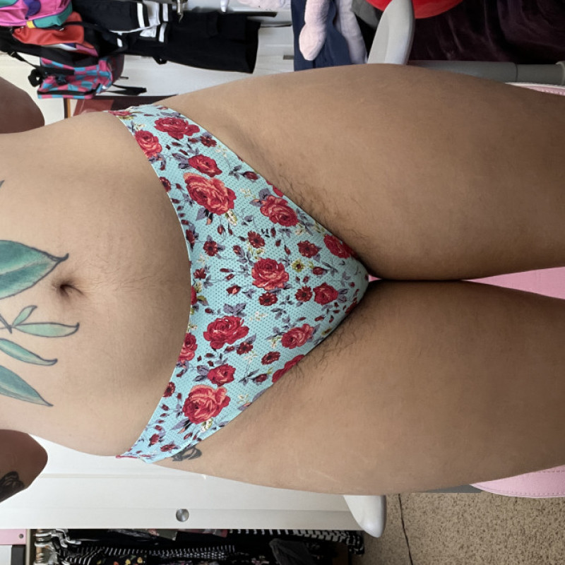 S Nylon Seamless Blue Floral Thong