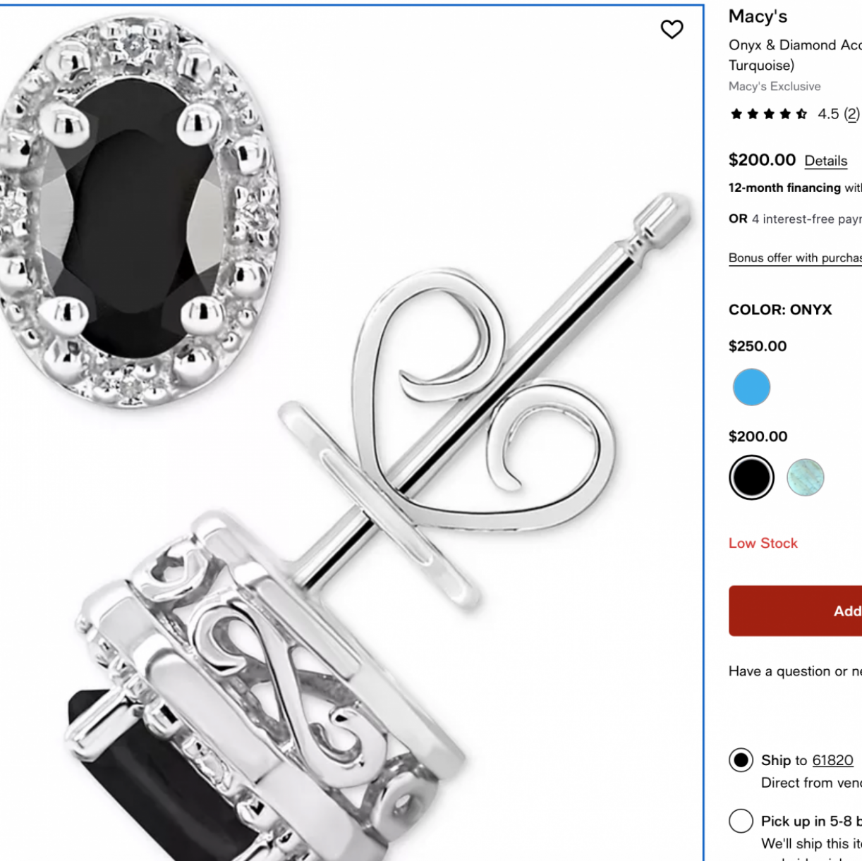 Onyx with diamond accent earrings