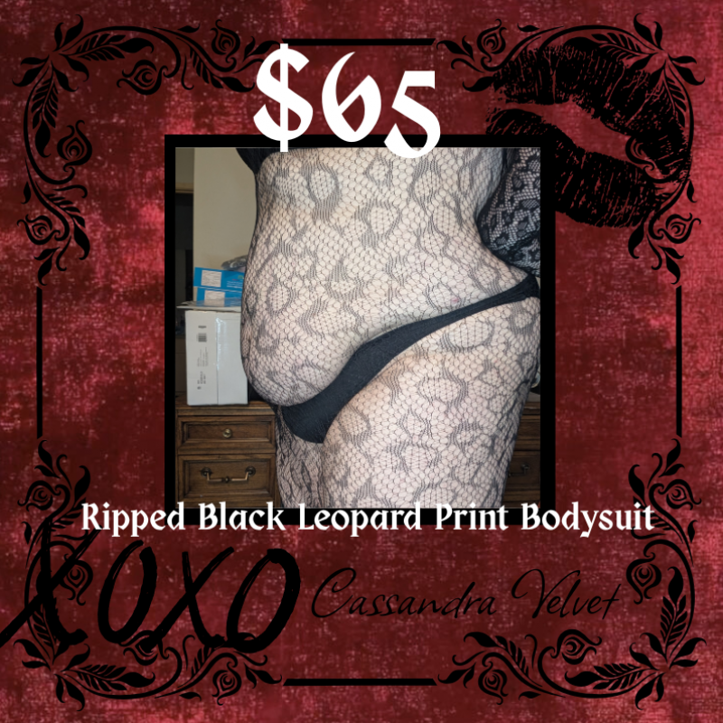 Ripped Black Leopard Print Bodysuit