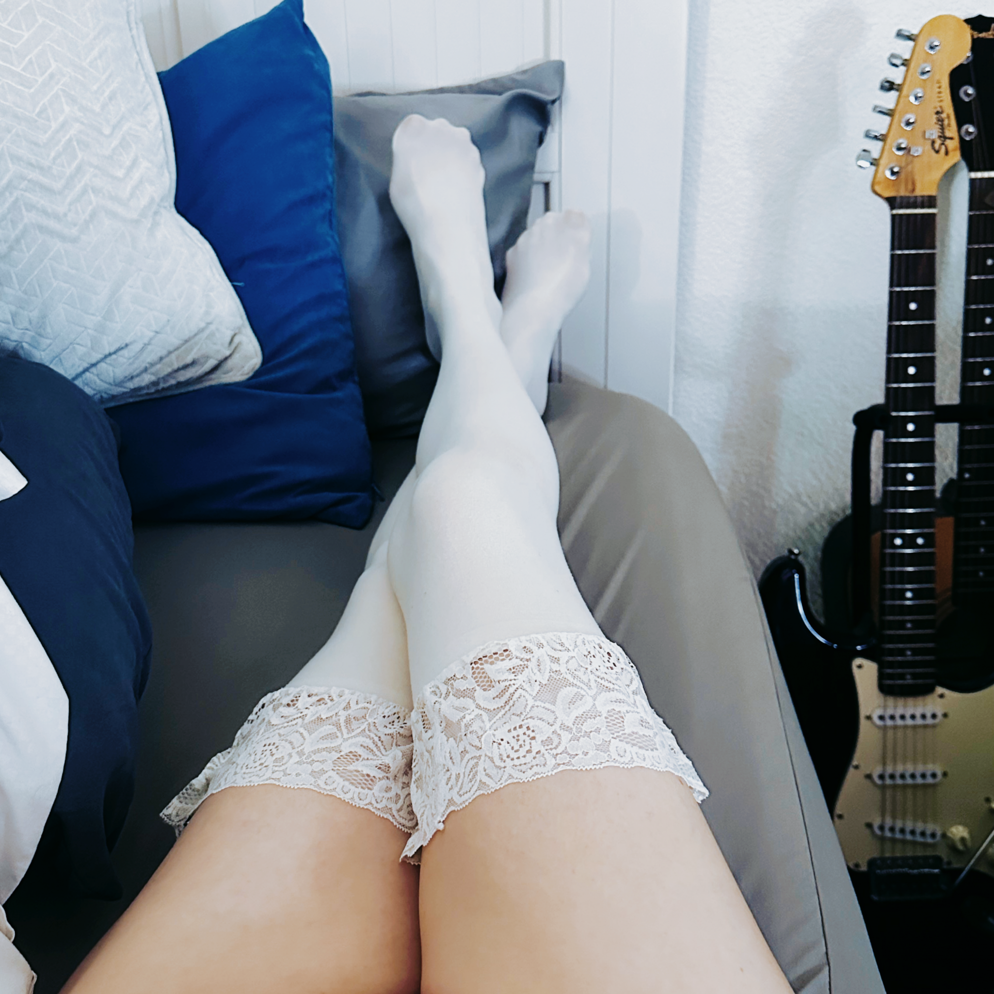 Dirty White Thigh High Nylons