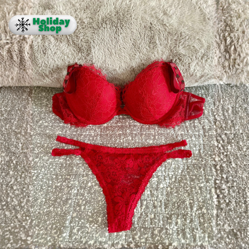 VS Red Bra and Thong Set