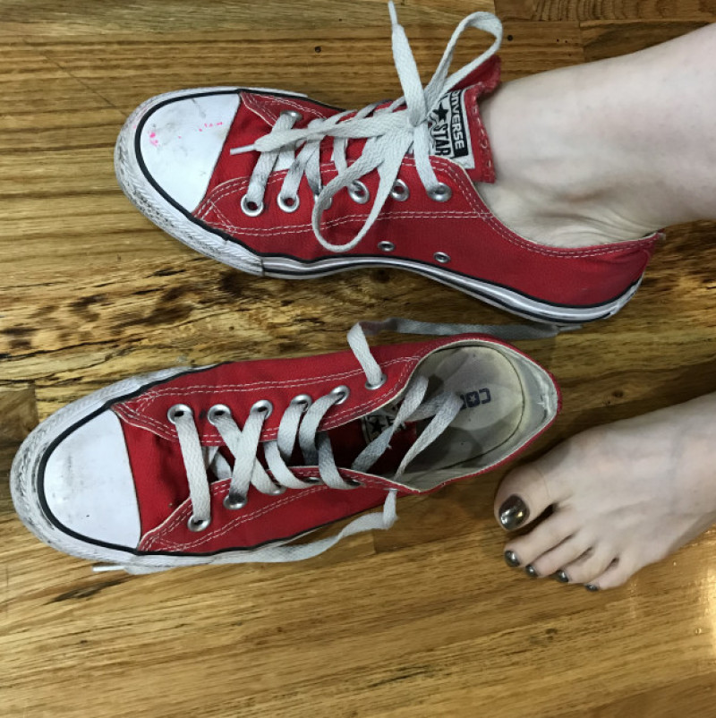 Well Worn Red Converse Low Tops