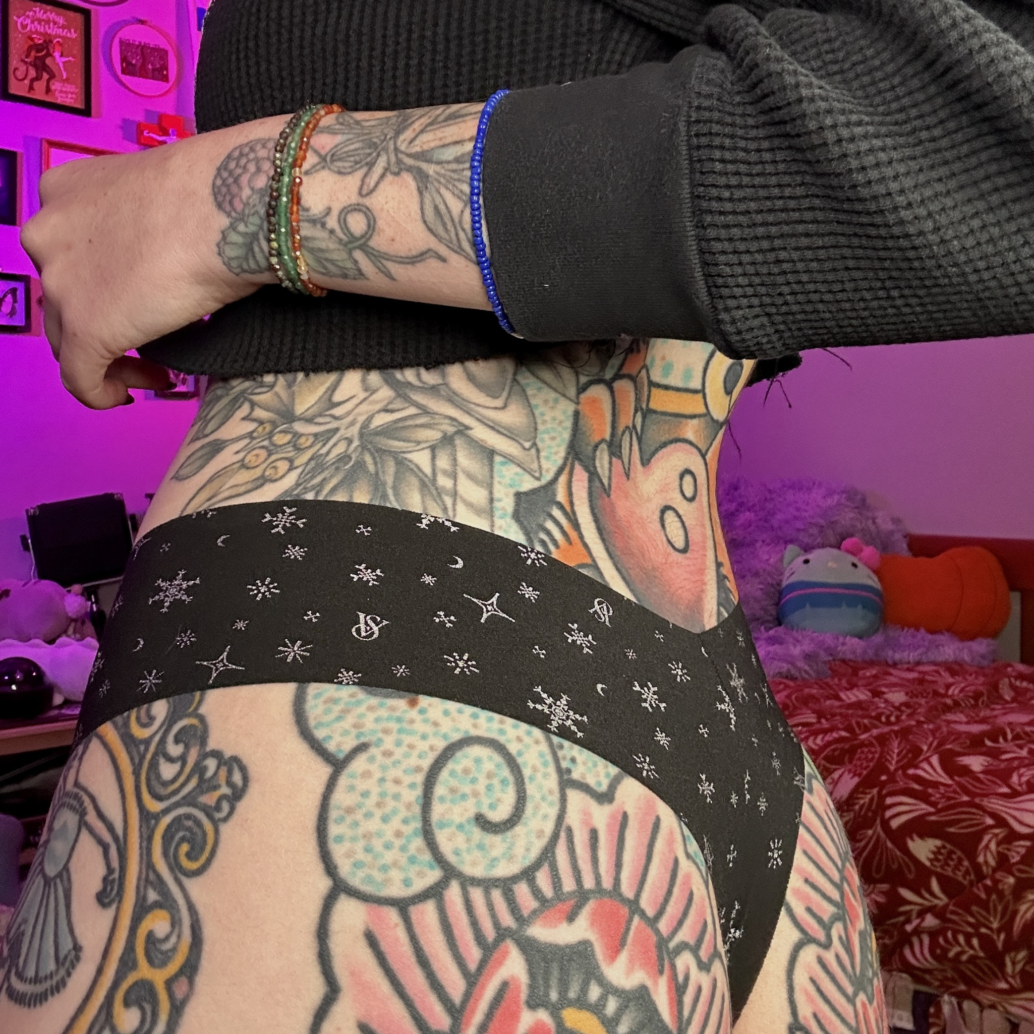 Black and Silver Snowflake Victorias Secret Thong