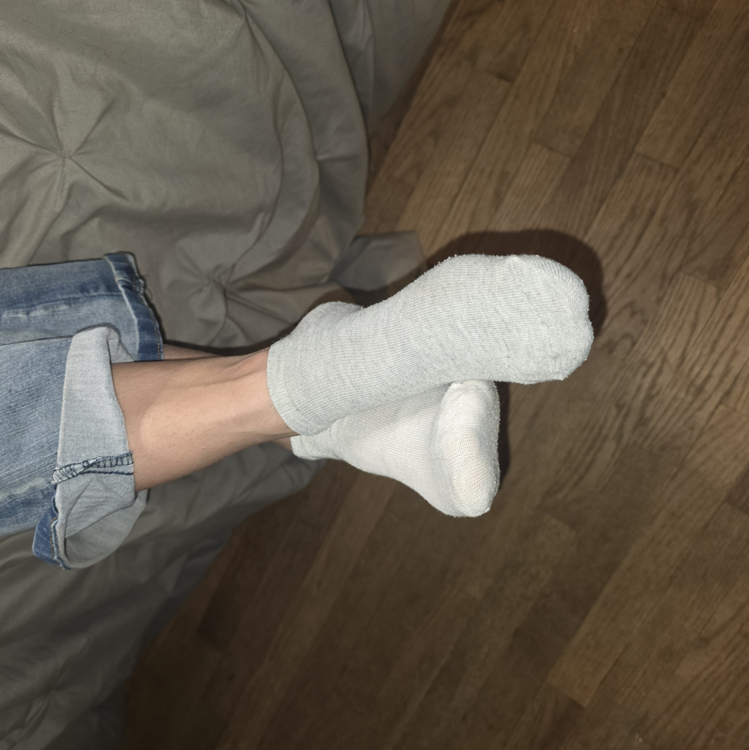 XOXO gray and white ankle socks