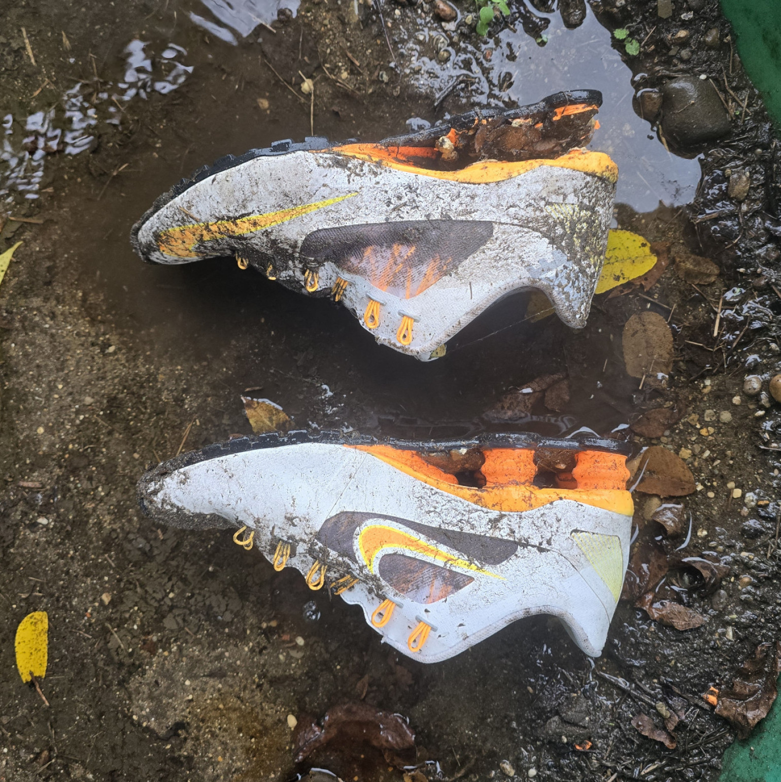 Destroyed muddy shox and socks