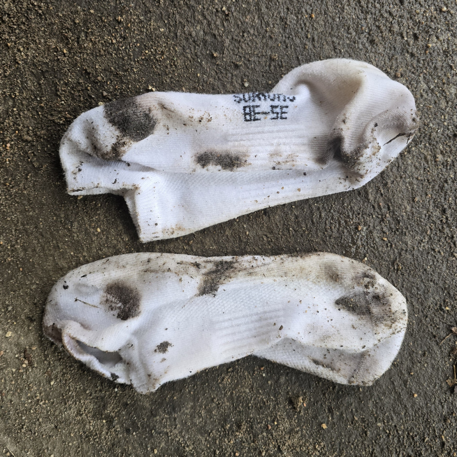 Destroyed muddy shox and socks