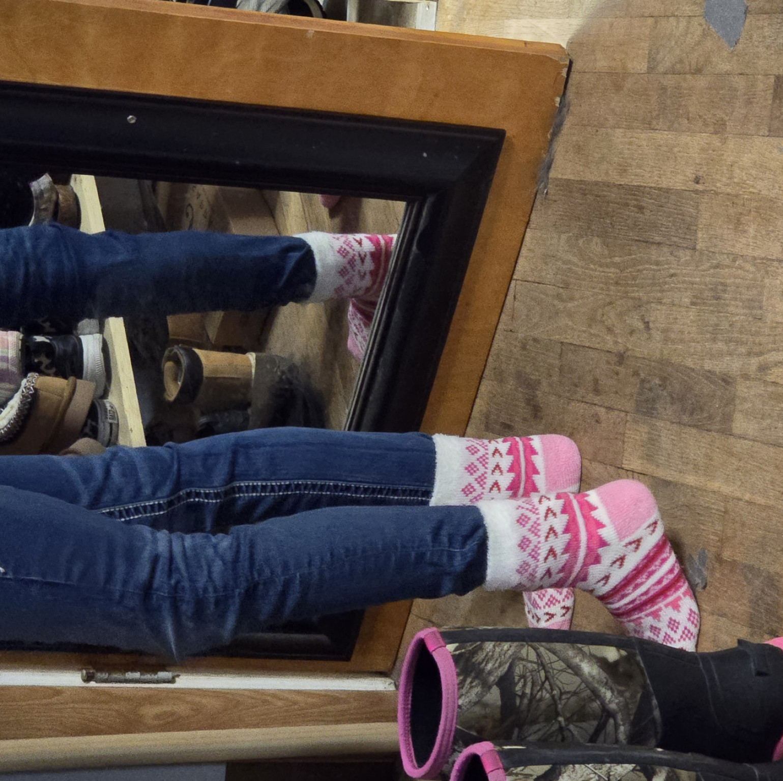 Pink double layer fuzzy socks