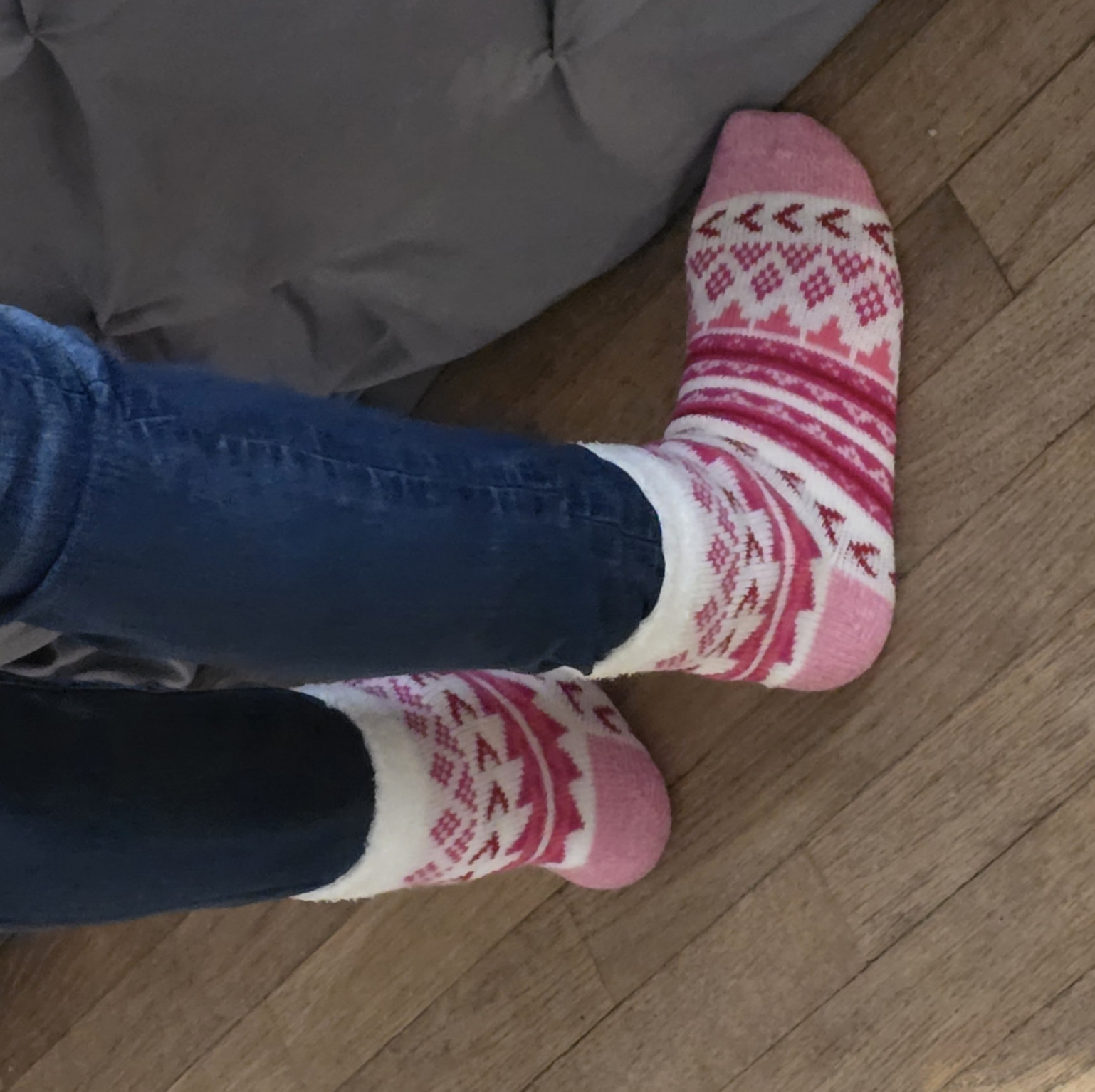 Pink double layer fuzzy socks