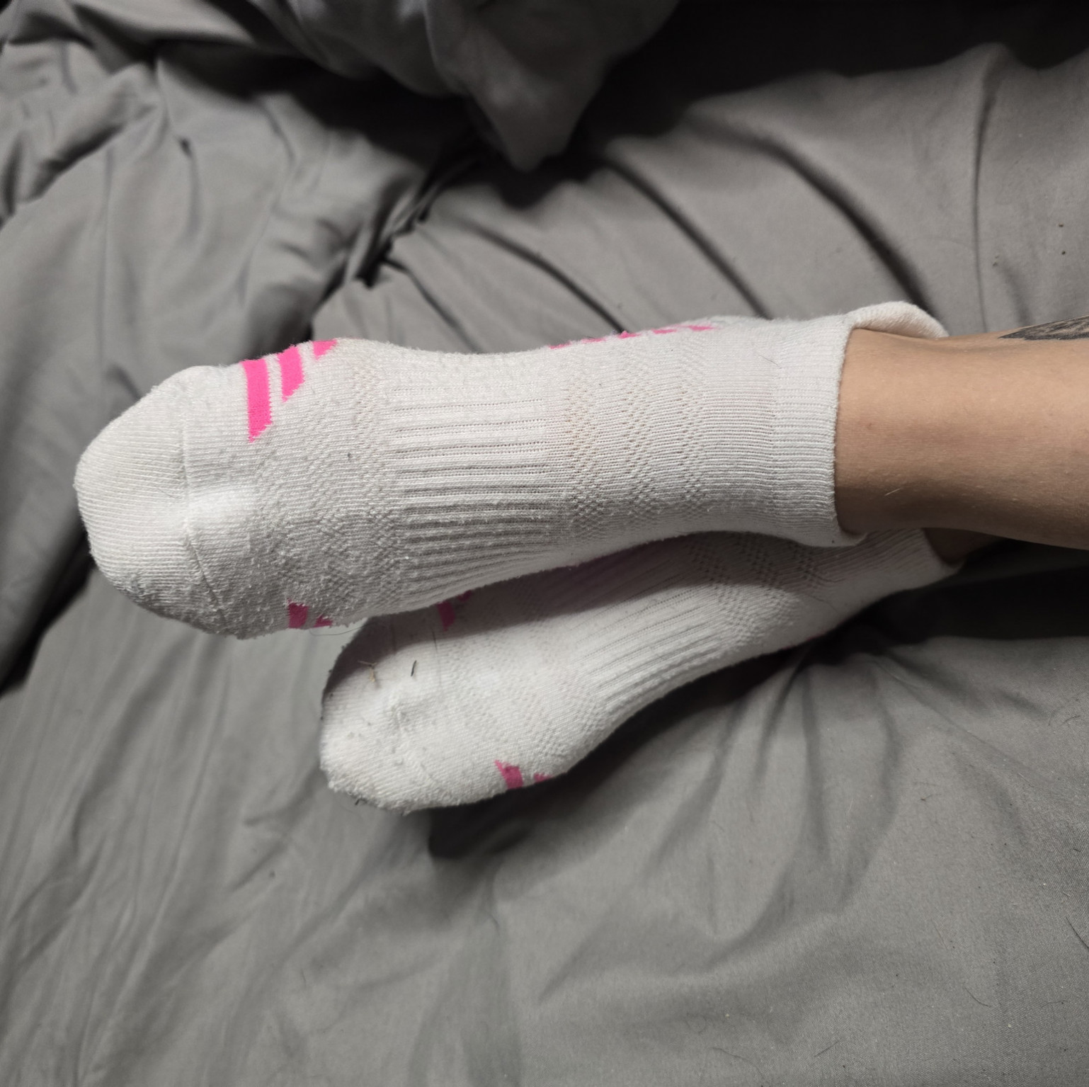 White with pink striped ankle socks