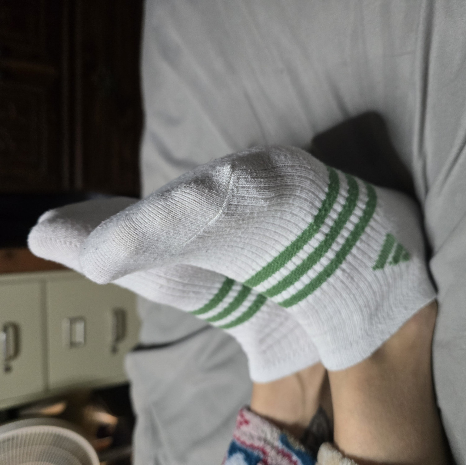 Green stripe Adidas socks