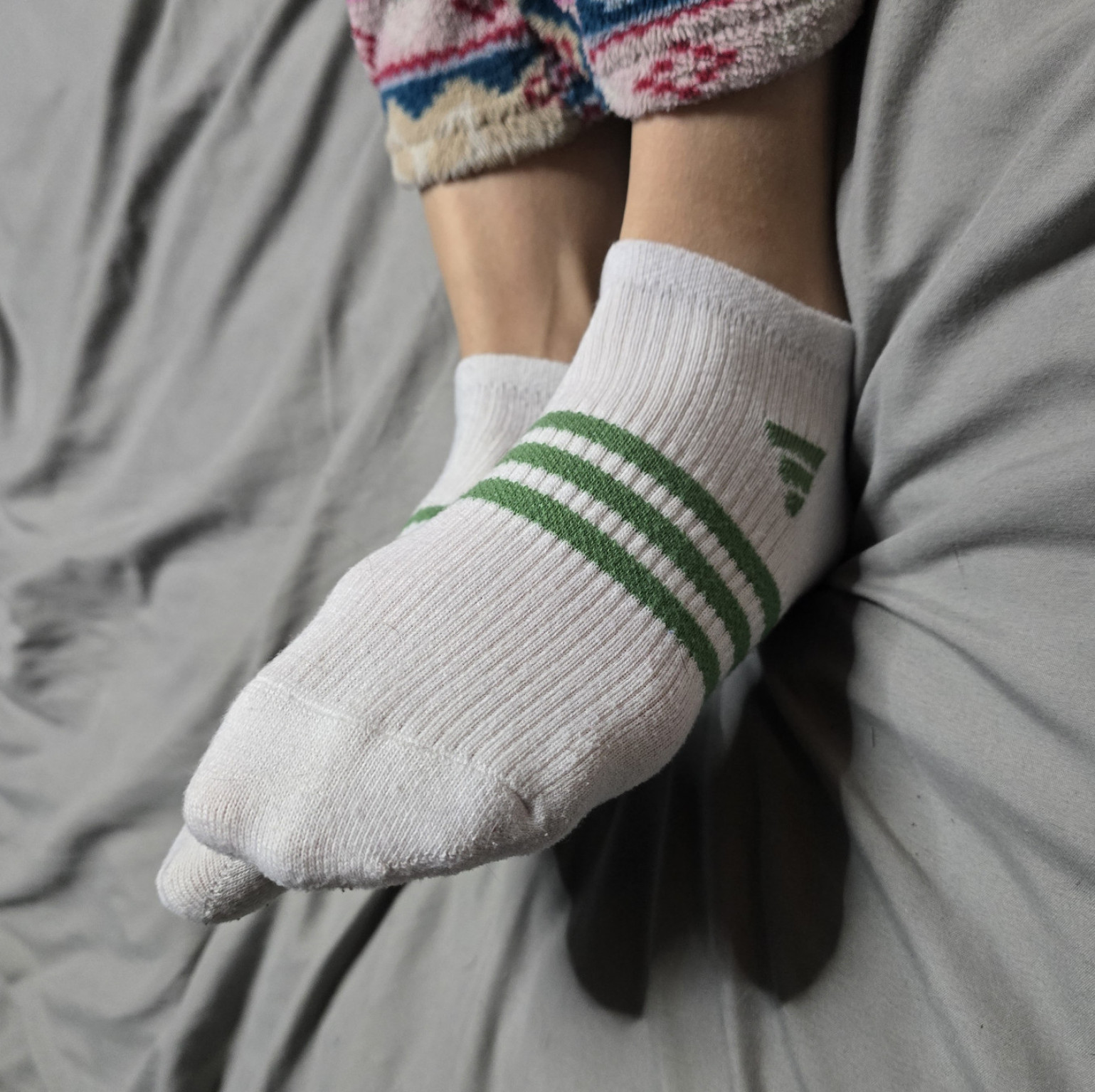 Green stripe Adidas socks