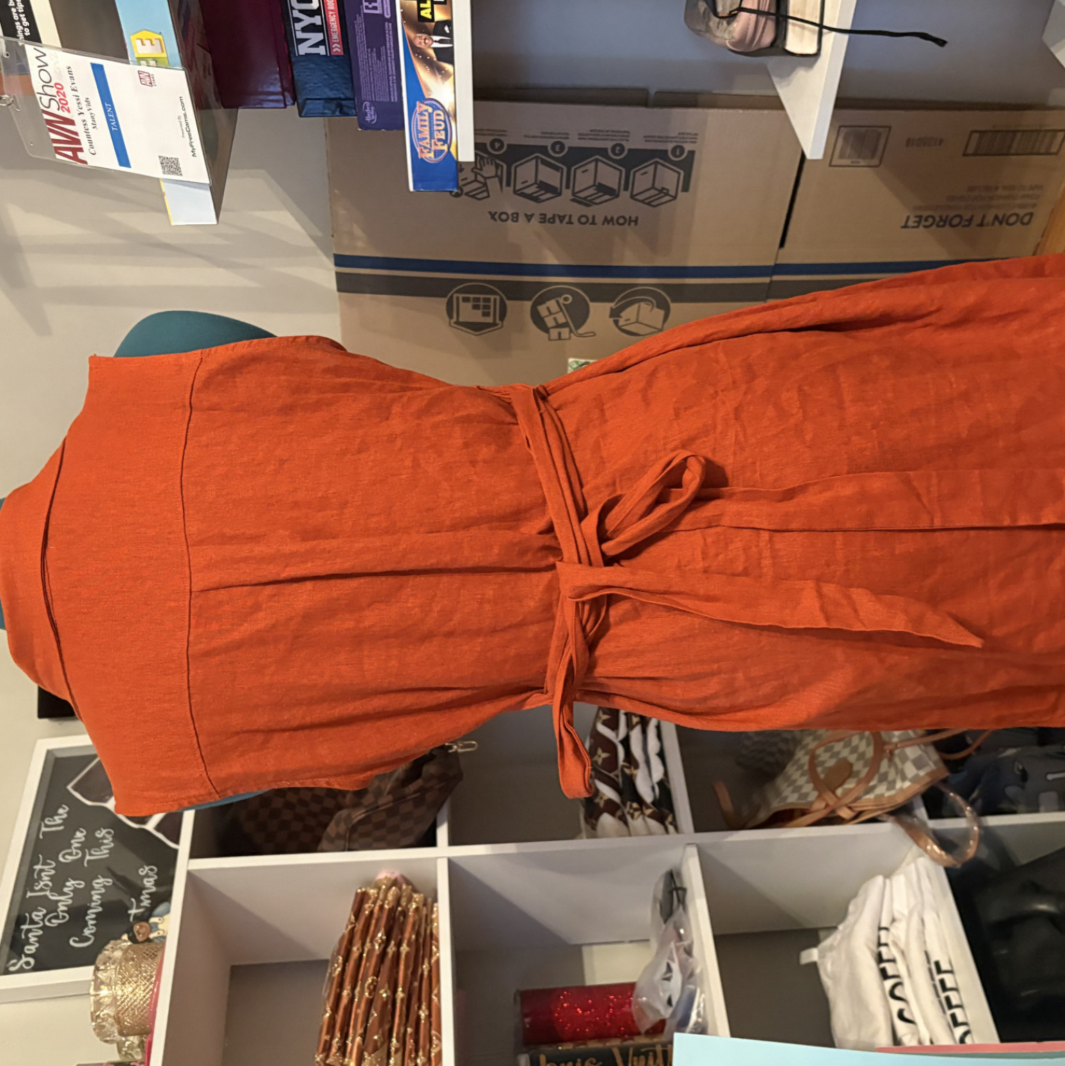 Orange linen dress