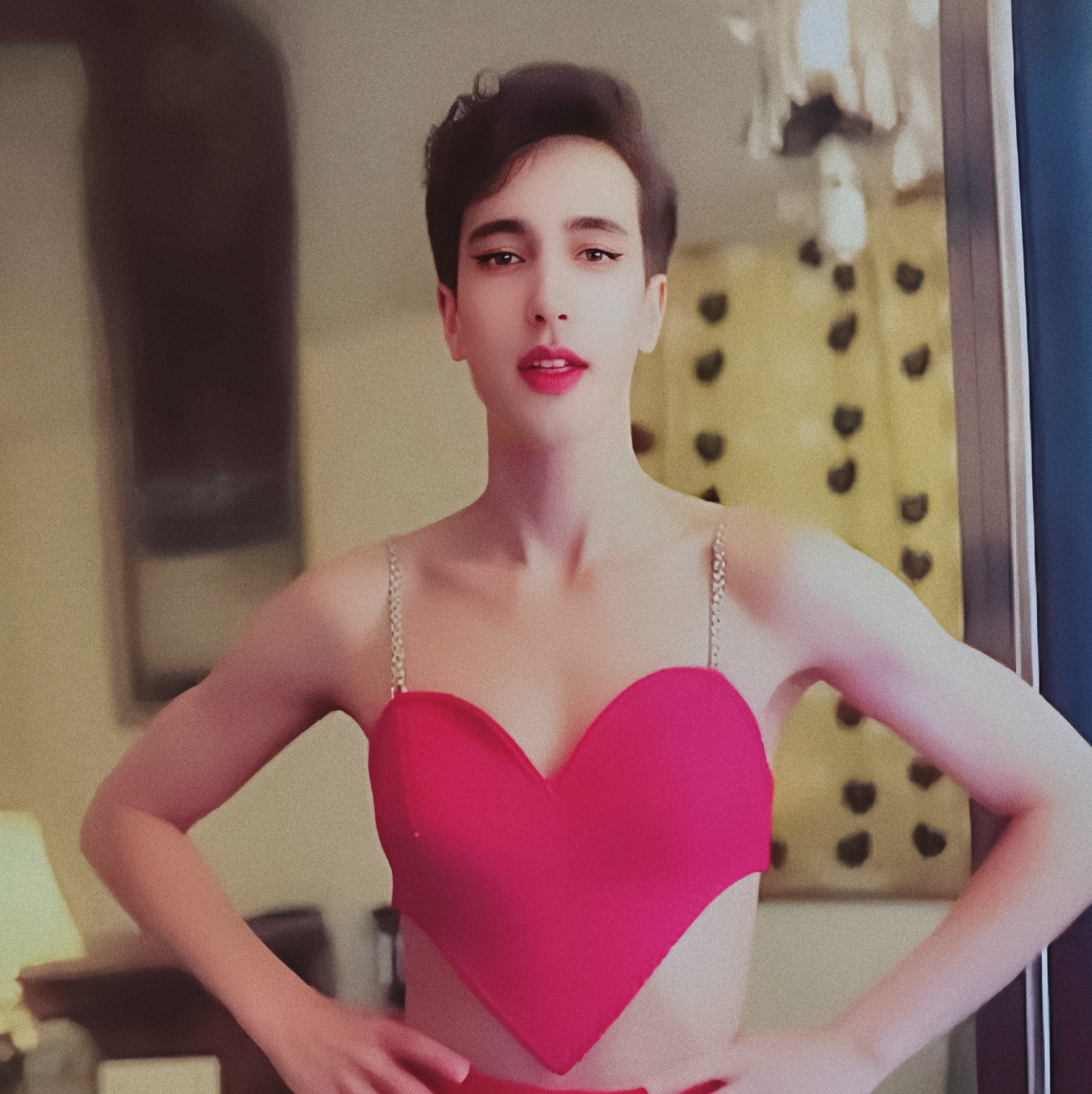 HeartBreaker Red MiniDress  Femboy Tease  Strip