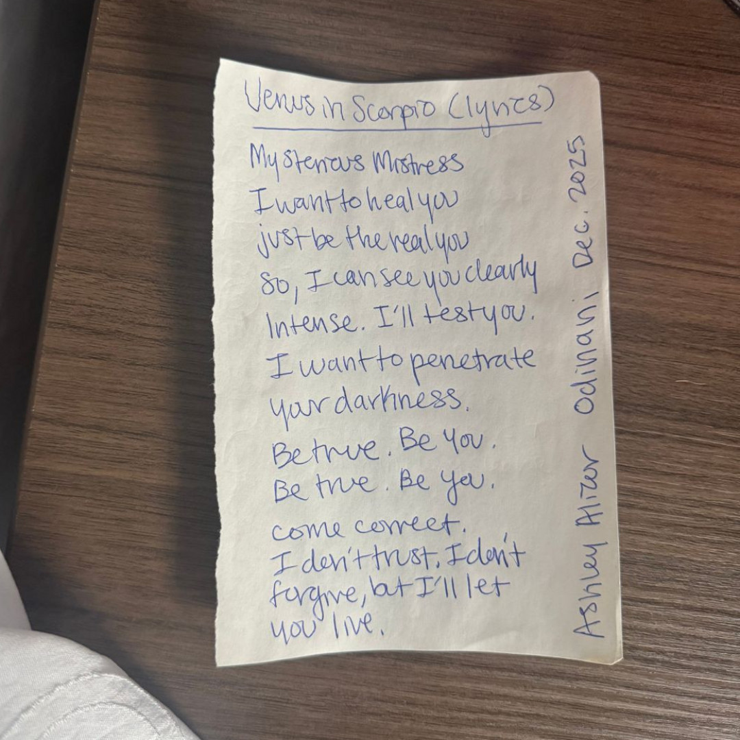 Handwritten Lyrics  Original Odinani Song