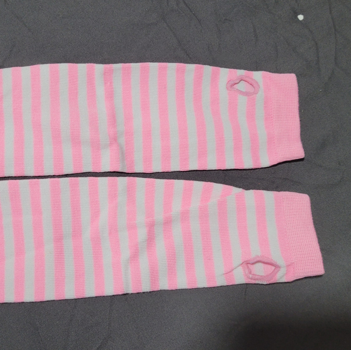 Puc style fingerless gloves Punk with white and pink lines