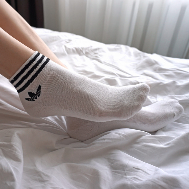 Branded white socks