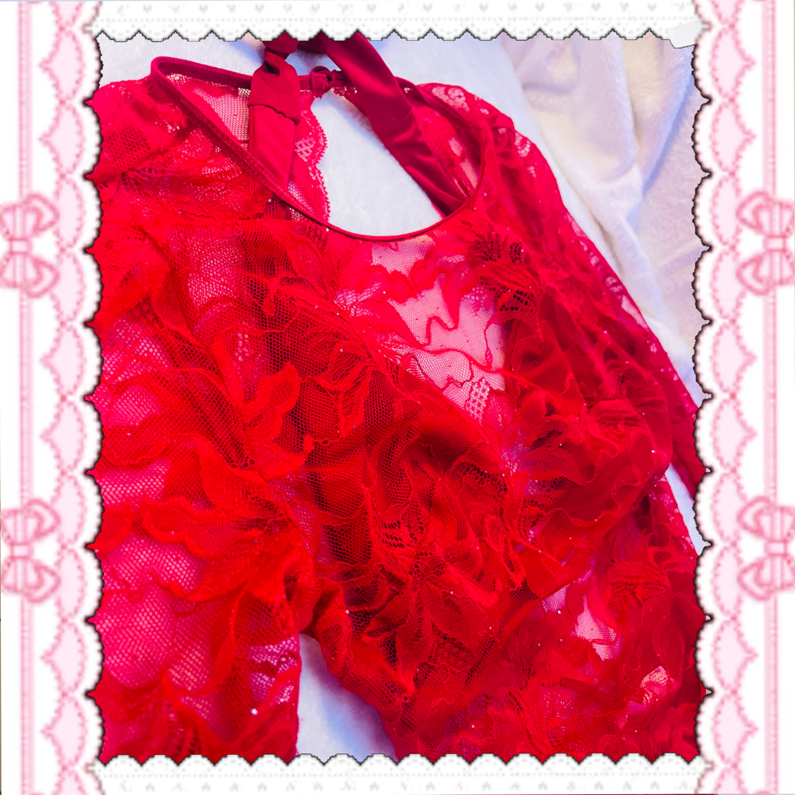 Double Layer Red Sparkle Body Suit