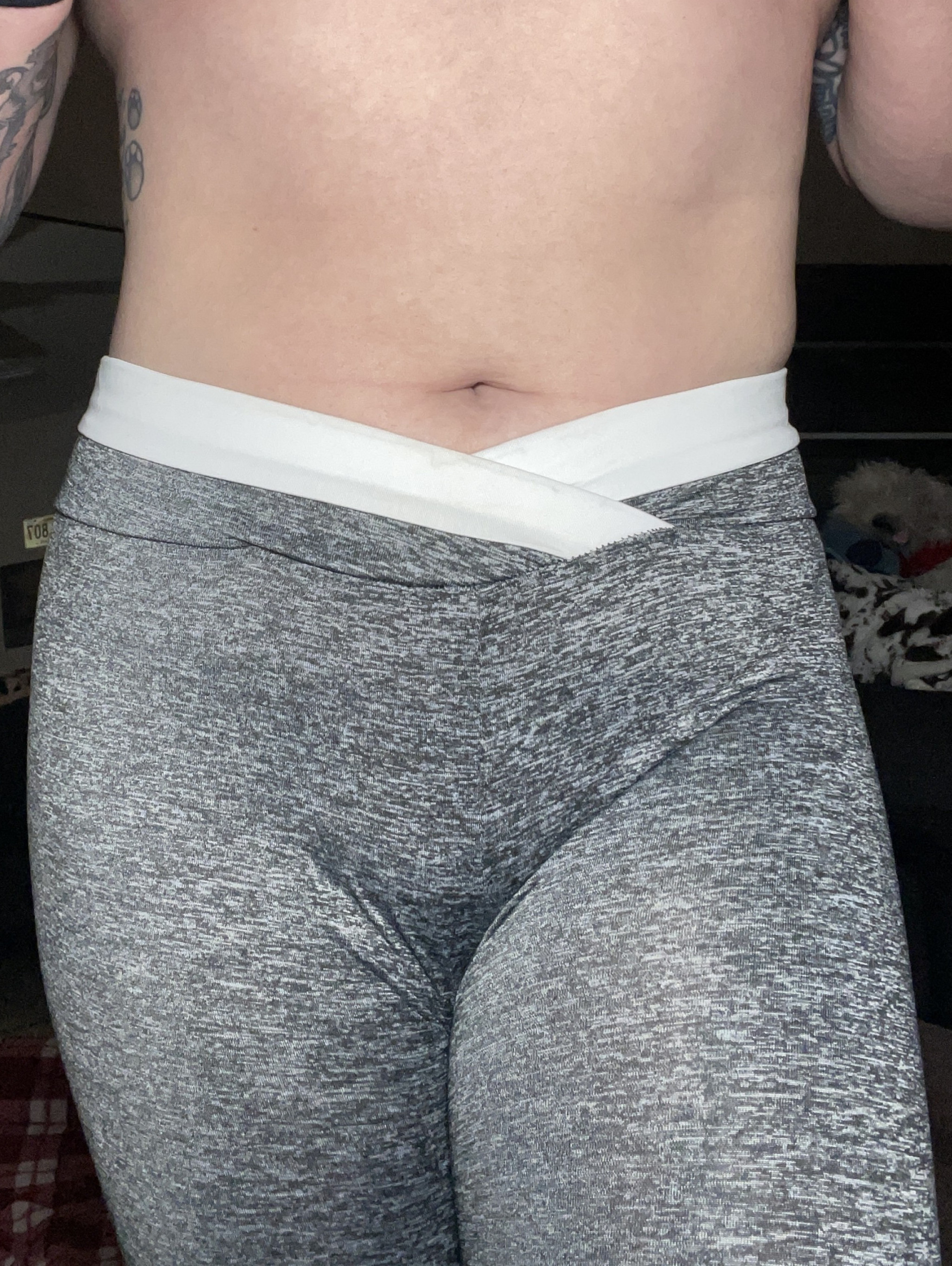 Ripped used grey leggings from custom video