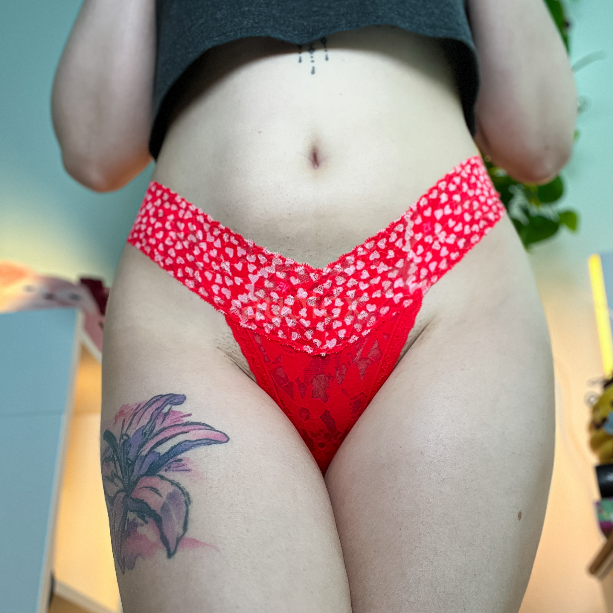 Red Heart Thong Panties