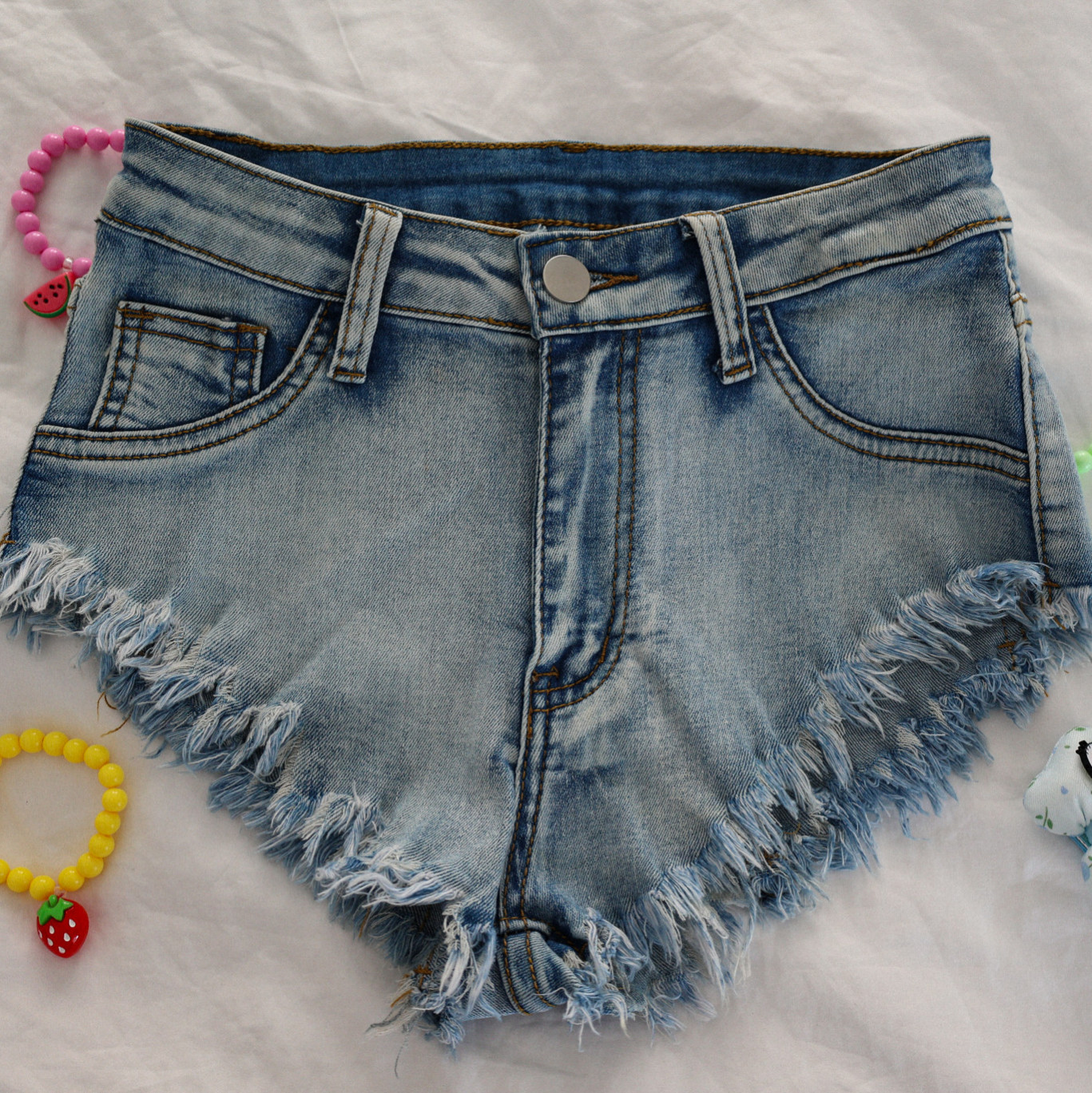 Tiny Worn Denim Shorts