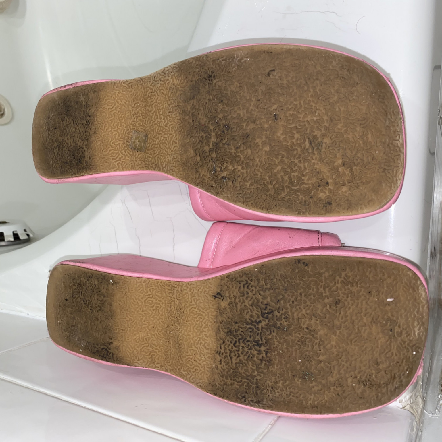 USED Worn Size 6 Wedge Heels Clunky Pink Dirty