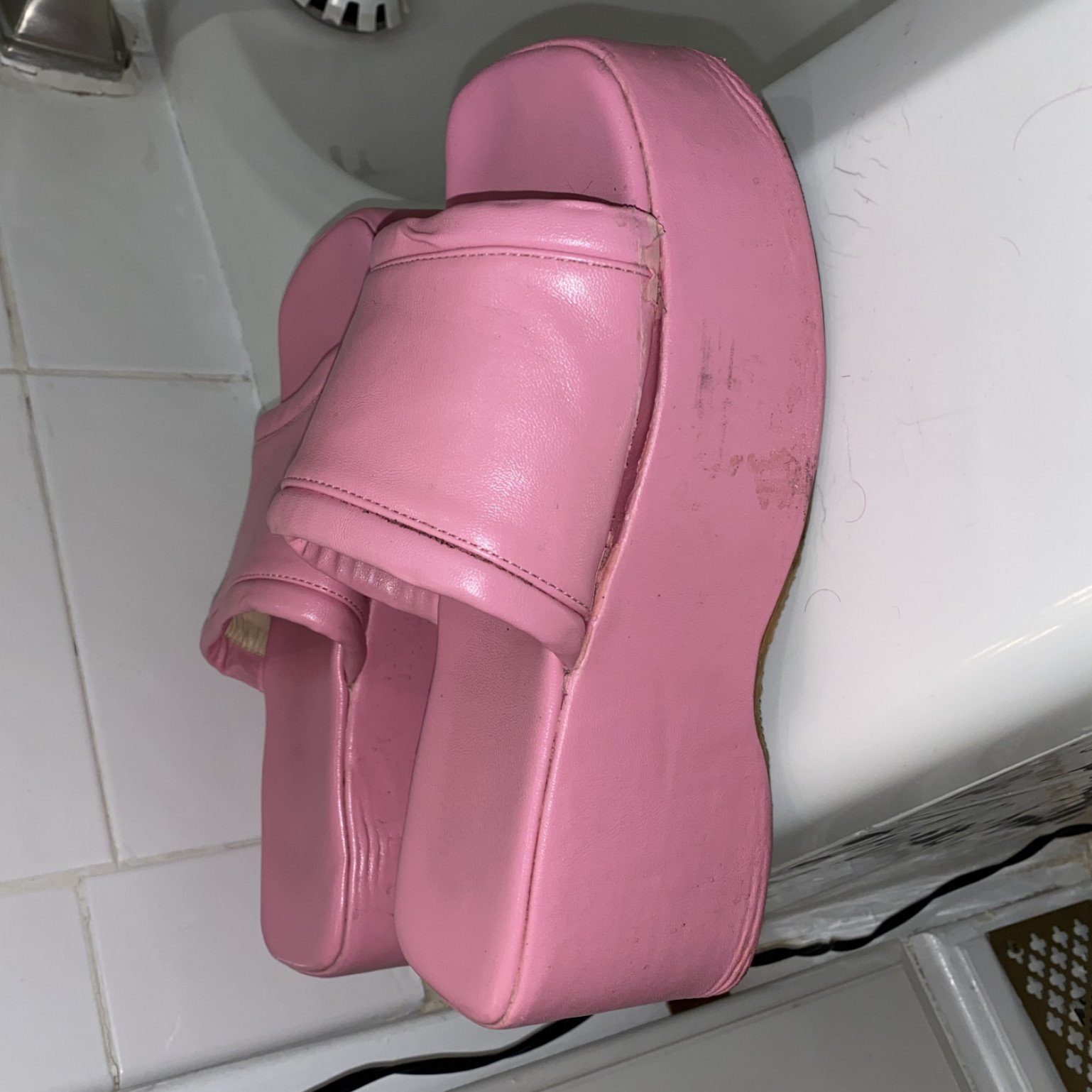 USED Worn Size 6 Wedge Heels Clunky Pink Dirty